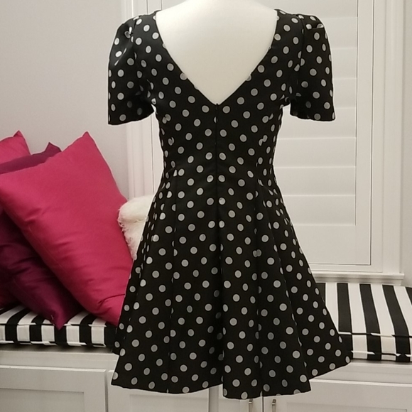 Black mini dress with silver polka dot - Picture 4 of 8